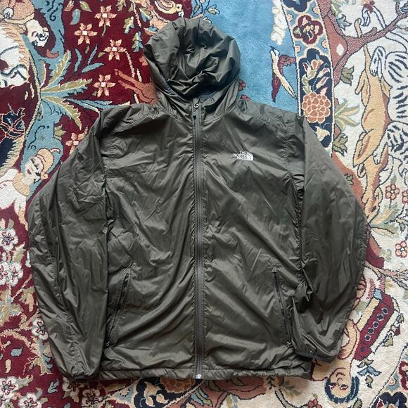 North Face Fleece Lined Softshell Jacket Mens Large Olive Hooded Jacket AGWJ XL - Picture 1 of 10